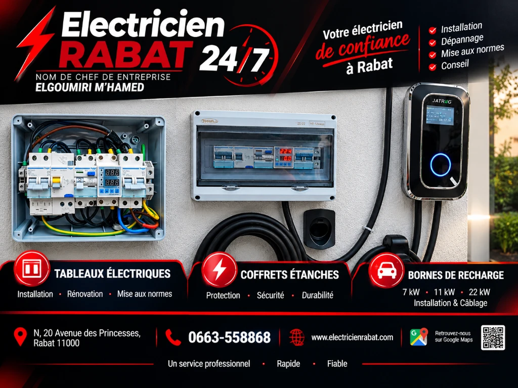 installation borne recharge voiture électrique rabat · 2